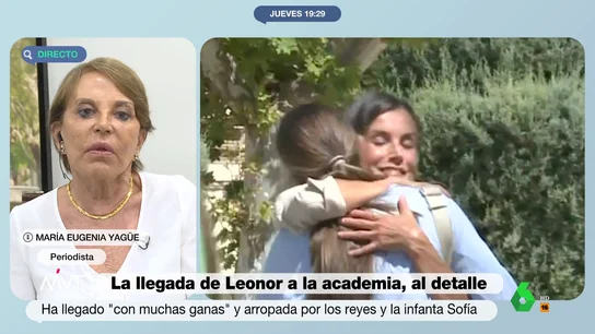 María Eugenia Yagüe, sobra la emotiva despedida entre la reina Letizia y la princesa Leonor: "Me ha dado 'penita'" María Eugenia Yagüe, sobra la emotiva despedida entre la reina Letizia y la princesa Leonor: "Me ha dado 'penita'"