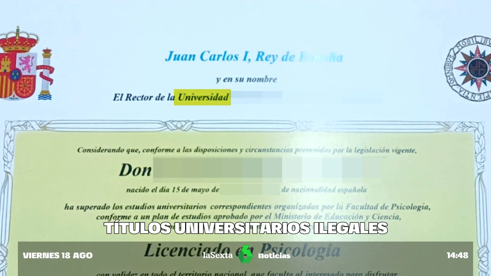 Un equipo de laSexta descubre a un falsificador de títulos universitarios ilegales: "Sé de gente que los ha entregado y está trabajando"