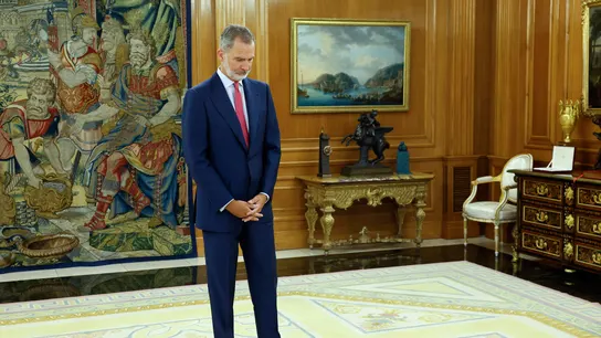 El rey Felipe VI, durante la primera jornada de su ronda de consultas con los partidos tras el 23J El rey Felipe VI, durante la primera jornada de su ronda de consultas con los partidos tras el 23J