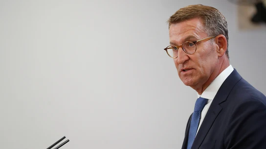 Feijóo, durante su comparecencia en el Congreso de los Diputados tras verse con el rey Felipe VI Feijóo, durante su comparecencia en el Congreso de los Diputados tras verse con el rey Felipe VI