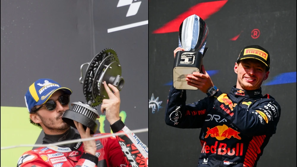 Pecco Bagnaia y Max Verstappen