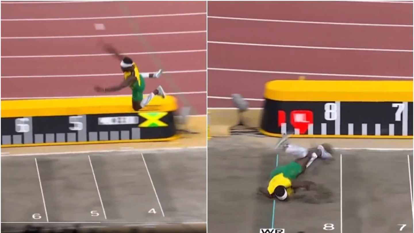 Carey McLeod y el salto de longitud 'a lo Superman' en el Mundial de Atletismo Carey McLeod y el salto de longitud 'a lo Superman' en el Mundial de Atletismo