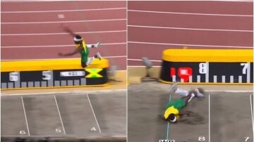 Carey McLeod y el salto de longitud 'a lo Superman' en el Mundial de Atletismo
