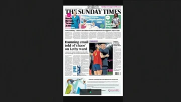 'The Sunday Times' lleva en su portada de mañana el caso Luis Rubiales hablando de motín