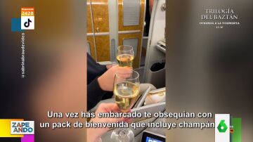 Champán, ducha y suites privadas: una chica comparte en sus redes los detalles de su vuelo de 18.000 dólares