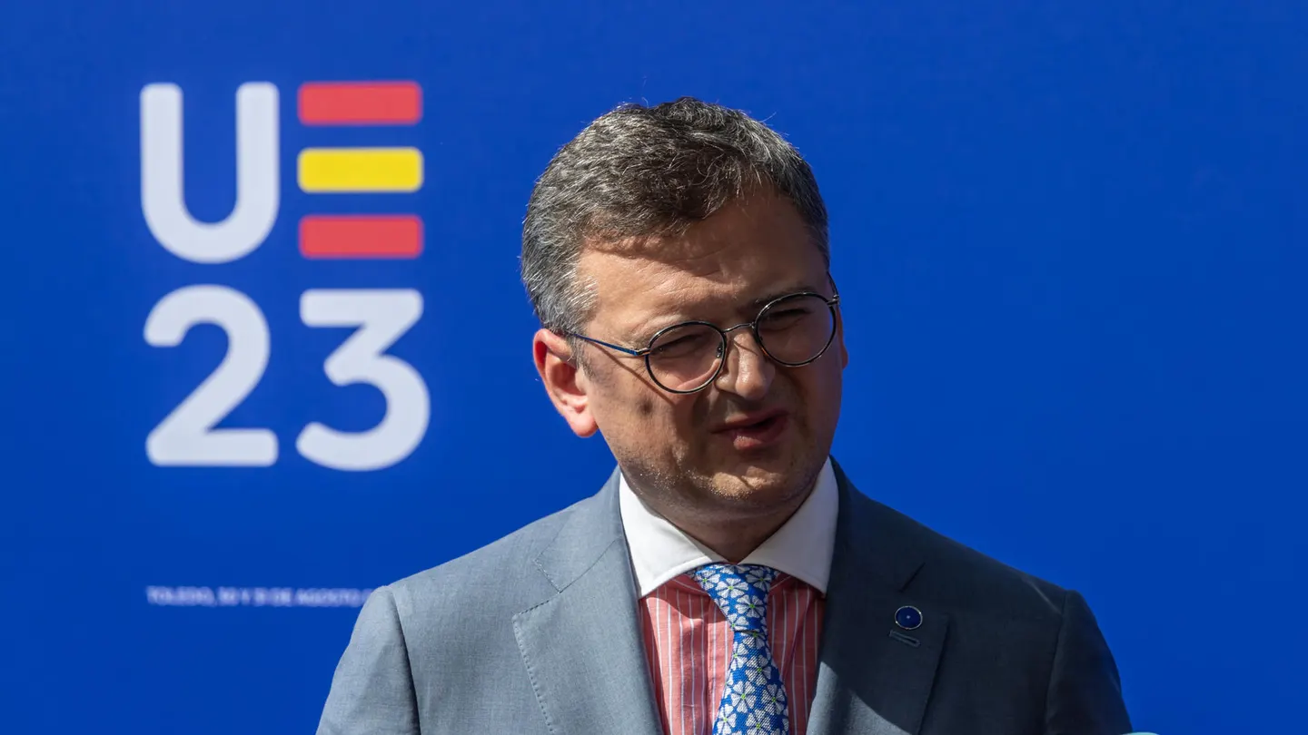 El ministro de Exteriores de Ucrania, Dmitró Kuleba, durante una rueda de prensa tras la reunión informal ministerial de Asuntos Exteriores en Toledo. El ministro de Exteriores de Ucrania, Dmitró Kuleba, durante una rueda de prensa tras la reunión informal ministerial de Asuntos Exteriores en Toledo.