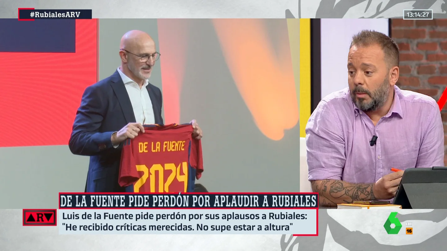 Antonio Maestre, en Al Rojo Vivo. La reacción de Antonio Maestre a las disculpas de Luis de la Fuente por aplaudir a Rubiales: "Me ha parecido honesto"
