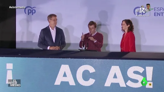 Vídeo manipulado - Almeida juega a 'La Ruleta de la Suerte' delante de Feijóo y Ayuso en Génova Vídeo manipulado - Almeida juega a 'La Ruleta de la Suerte' delante de Feijóo y Ayuso en Génova