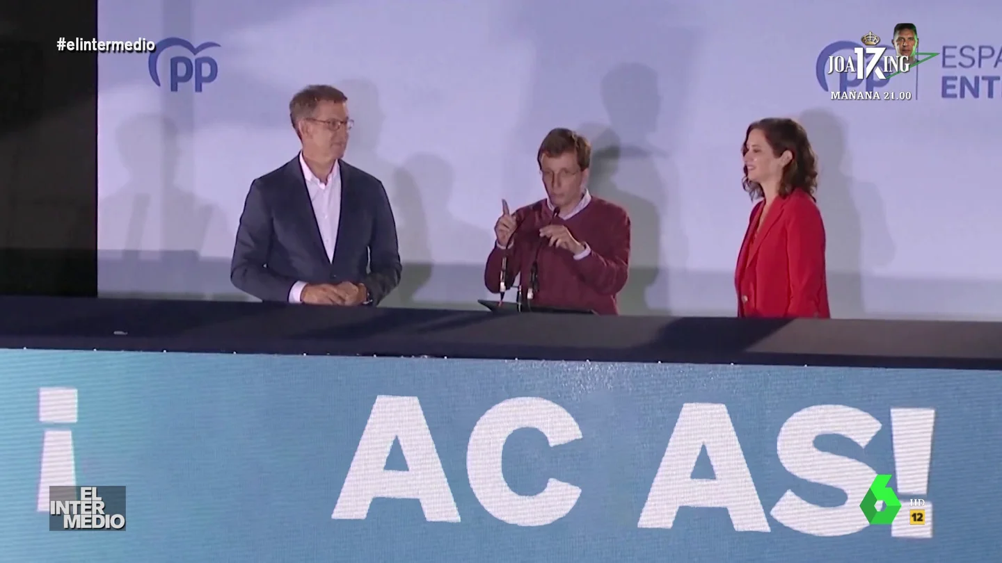 Vídeo manipulado - Almeida juega a 'La Ruleta de la Suerte' delante de Feijóo y Ayuso en Génova Vídeo manipulado - Almeida juega a 'La Ruleta de la Suerte' delante de Feijóo y Ayuso en Génova