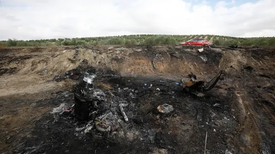Restos de los turismos siniestrados en un accidente de trafico donde han fallecido tres personas en la A-309 a la altura del kilómetros 20 sentido Castro del Río. Restos de los turismos siniestrados en un accidente de trafico donde han fallecido tres personas en la A-309 a la altura del kilómetros 20 sentido Castro del Río.