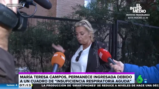 Última hora sobre María Teresa Campos: Carmen Borrego aclara que no está sedada y "la tienen tranquila" Última hora sobre María Teresa Campos: Carmen Borrego aclara que no está sedada y "la tienen tranquila"