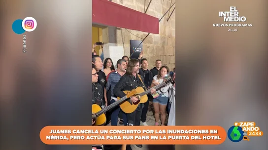 Juanes canta para sus fans a las puertas de su hotel tras cancelarse su concierto en Mérida Juanes canta para sus fans a las puertas de su hotel tras cancelarse su concierto en Mérida