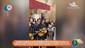 Juanes canta para sus fans a las puertas de su hotel tras cancelarse su concierto en Mérida