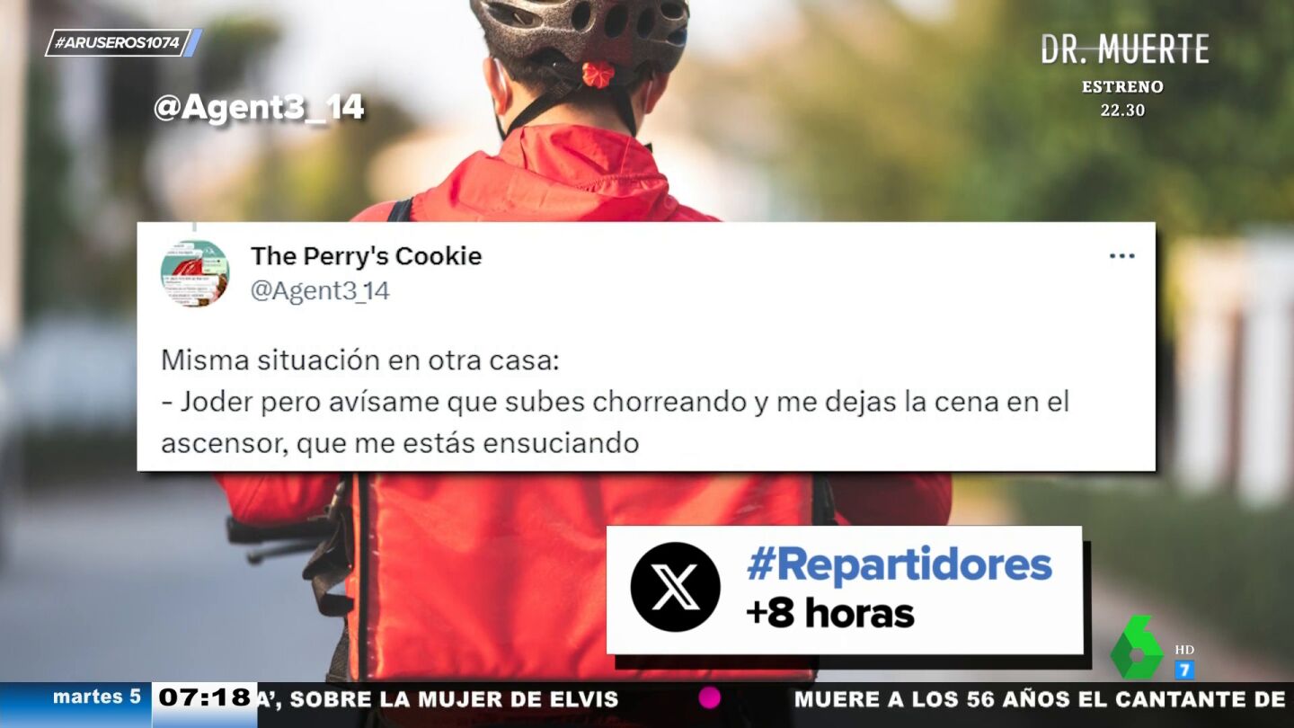 Los repartidores denuncian las surrealistas reacciones que viven de los usuarios los d&iacute;as de lluvia: "Se juegan la vida"