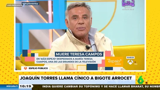 Joaquín Torres explota contra Bigote Arrocet tras sus palabras sobre María Teresa Campos: "Es un cínico" Joaquín Torres explota contra Bigote Arrocet tras sus palabras sobre María Teresa Campos: "Es un cínico"