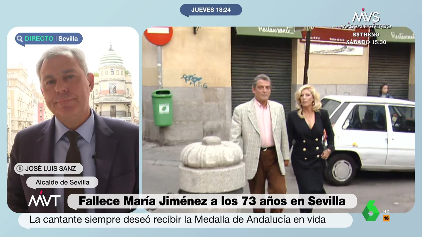 El alcalde de Sevilla sobre el reconocimiento a María Jiménez: "Se quedó pendiente la Medalla de Oro de Andalucía" El alcalde de Sevilla sobre el reconocimiento a María Jiménez: "Se quedó pendiente la Medalla de Oro de Andalucía"