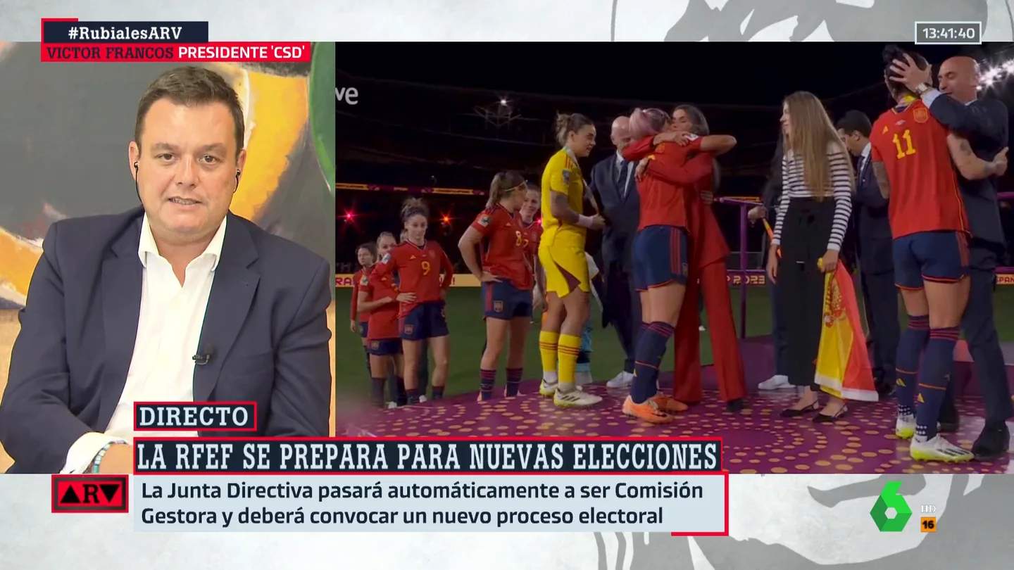 Víctor Francos, tajante sobre el TAD: "Es para reflexionar que Rubiales haya sido más severo consigo mismo" Víctor Francos, tajante sobre el TAD: "Es para reflexionar que Rubiales haya sido más severo consigo mismo"