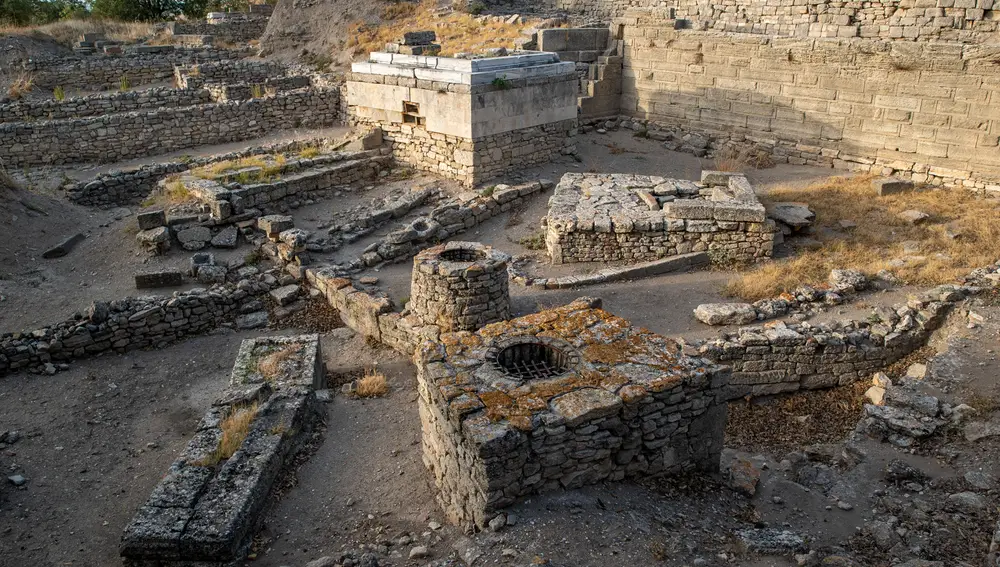 Detalle del yacimiento arqueológico de Troya