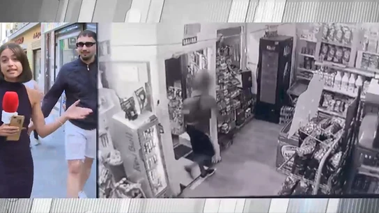 Imagen del momento en el que el joven agrede a la reportera. Imagen del momento en el que el joven agrede a la reportera.