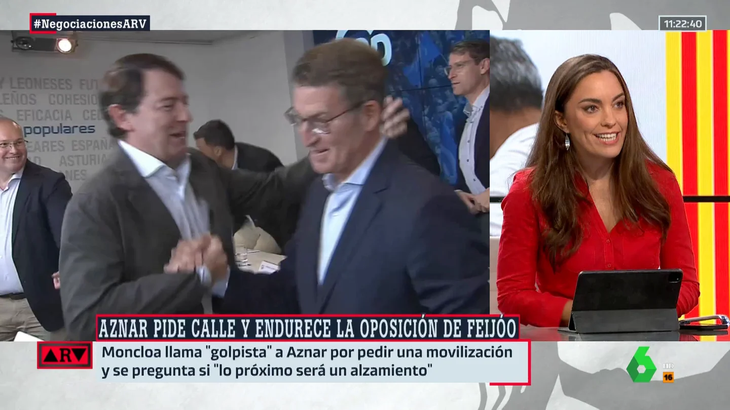 Marta García-Aller, sobre la movilización del PP: "Que Aznar sea el primero en hablar transmite la sensación de que Feijóo no tiene tirón para hacerlo" Marta García-Aller, sobre la movilización del PP: "Que Aznar sea el primero en hablar transmite la sensación de que Feijóo no tiene tirón para hacerlo"