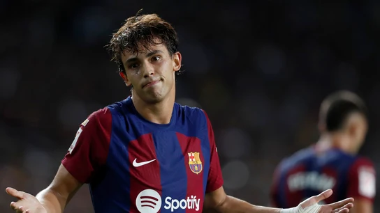 Joao Félix celebra un gol con el Barça Joao Félix celebra un gol con el Barça