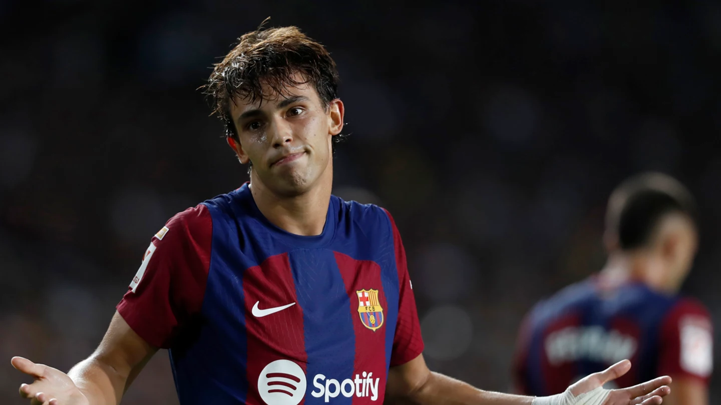 Joao Félix celebra un gol con el Barça Joao Félix celebra un gol con el Barça