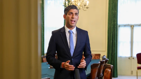El primer ministro británico, Rishi Sunak, durante un discurso El primer ministro británico, Rishi Sunak, durante un discurso