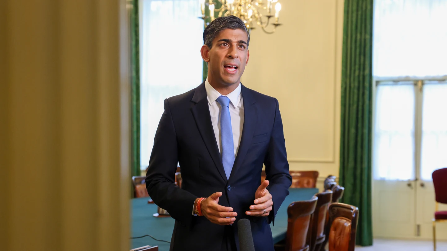 El primer ministro británico, Rishi Sunak, durante un discurso El primer ministro británico, Rishi Sunak, durante un discurso