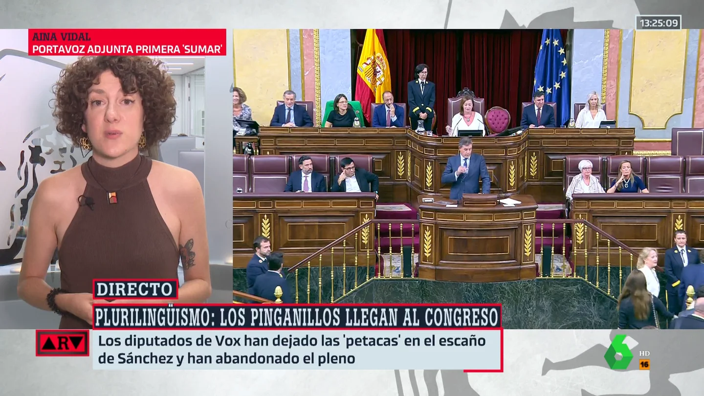Aina Vidal carga contra el "desprecio" del PP al no ponerse los pinganillos al escuchar euskera en el Congreso: "Es una ofensa tremenda" Aina Vidal carga contra el "desprecio" del PP al no ponerse los pinganillos al escuchar euskera en el Congreso: "Es una ofensa tremenda"