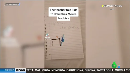Un profesor pide a su alumno que dibuje a su madre haciendo lo que más le gusta y el niño la pinta bebiendo vino Un profesor pide a su alumno que dibuje a su madre haciendo lo que más le gusta y el niño la pinta bebiendo vino