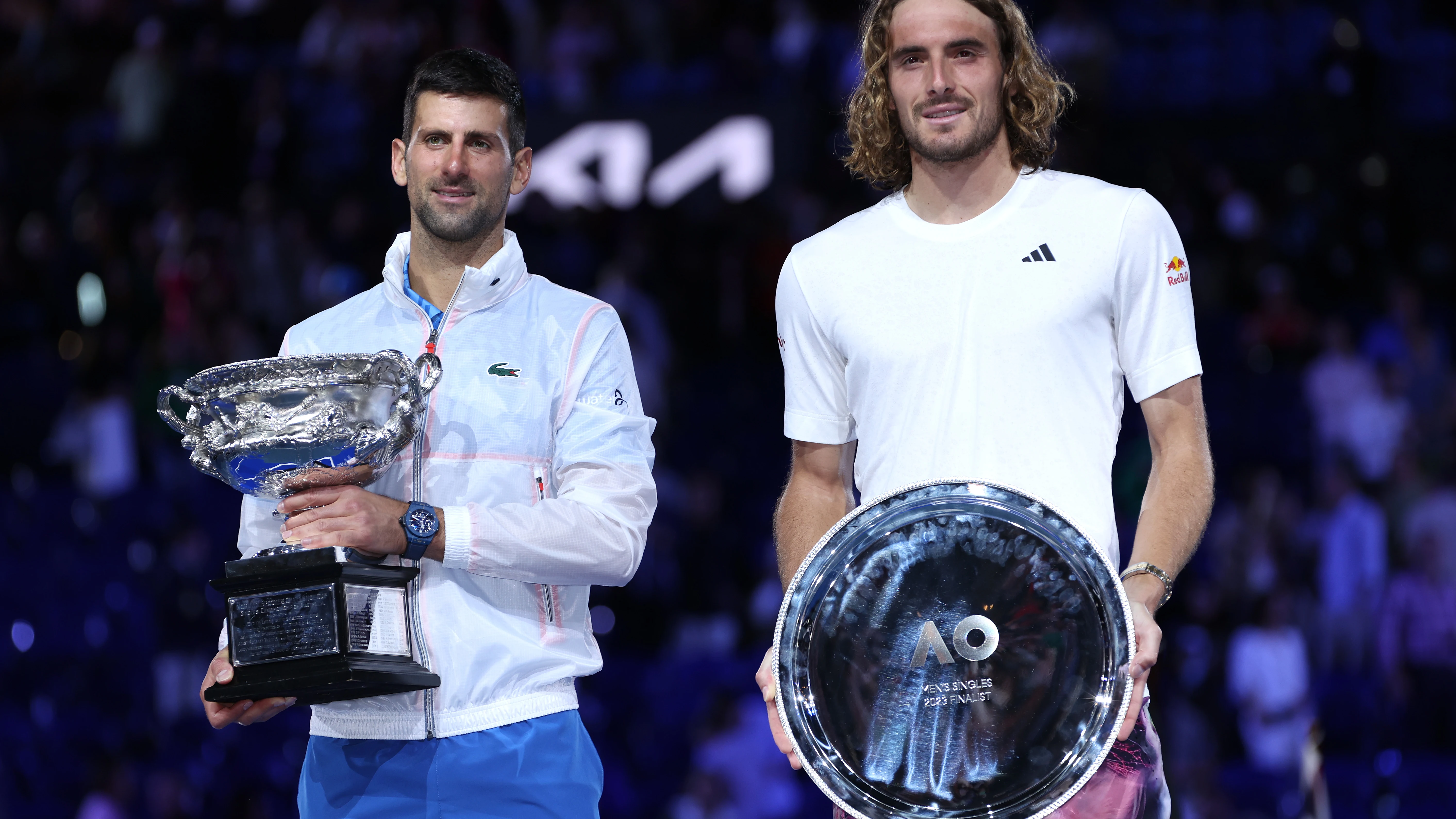 Novak Djokovic y Stefanos Tsitsipas 