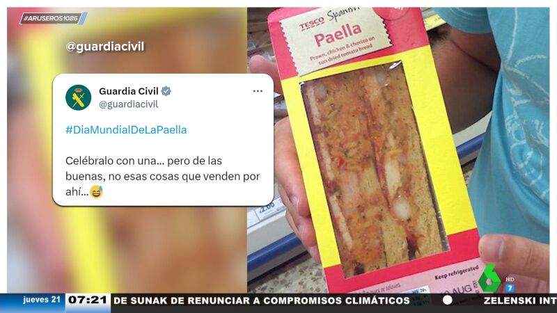 El "cachondeo" de la Guardia Civil con un sándwich de paella que se ha convertido en viral