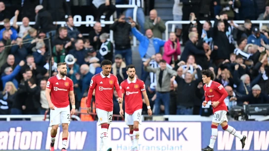 Jadon Sancho, Bruno Fernandes, Luke Shaw y Facundo Pellistri Jadon Sancho, Bruno Fernandes, Luke Shaw y Facundo Pellistri