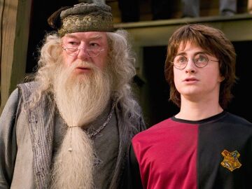 Dumbledore y Harry Potter, Michael Gambon y Daniel Radcliffe en Harry Potter