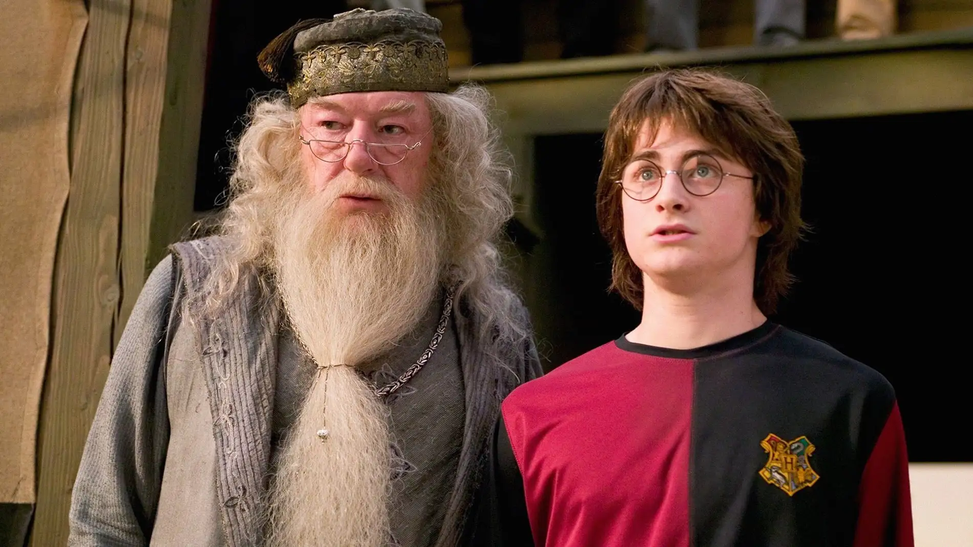 Dumbledore y Harry Potter, Michael Gambon y Daniel Radcliffe en Harry Potter Dumbledore y Harry Potter, Michael Gambon y Daniel Radcliffe en Harry Potter
