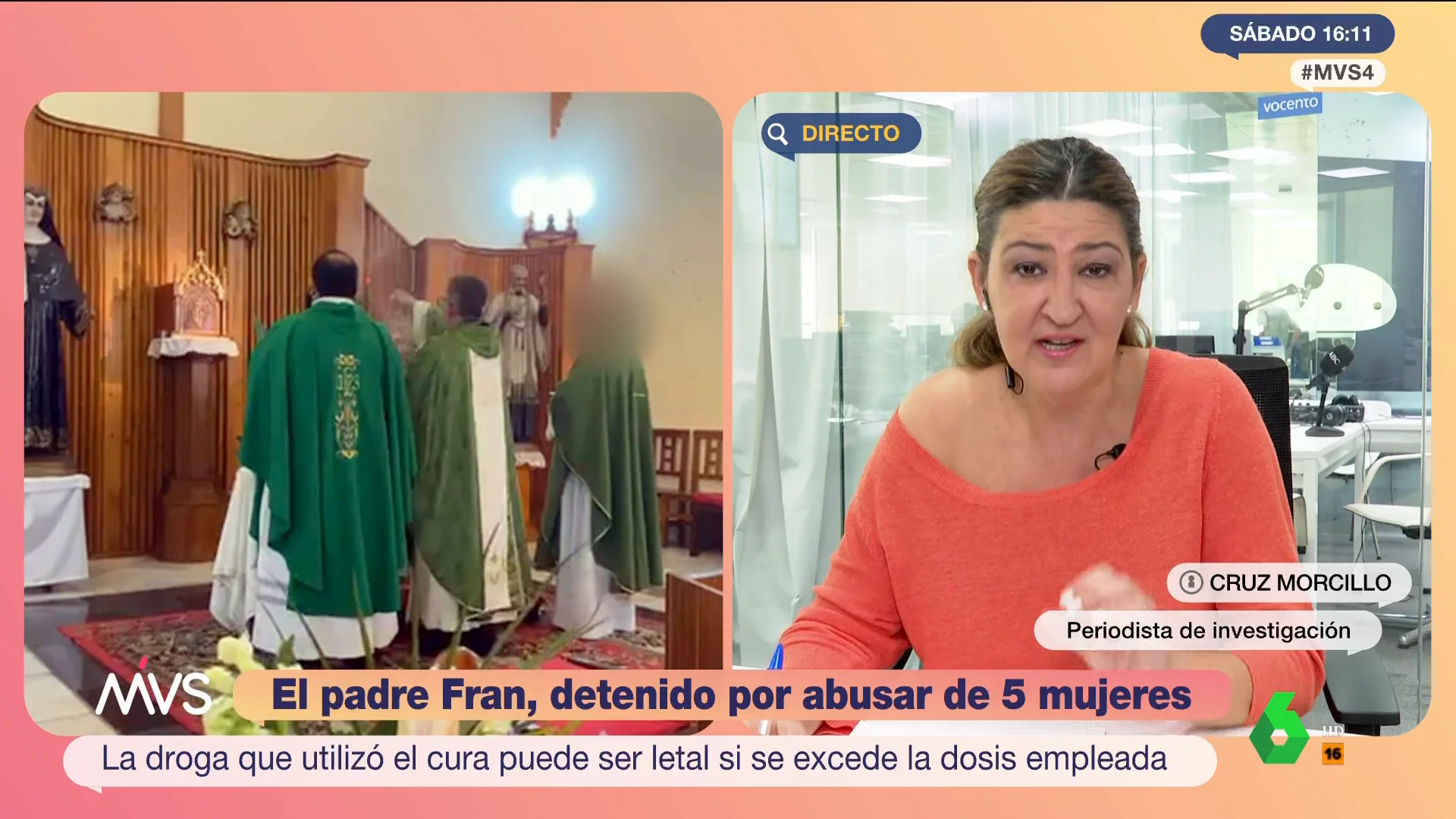 Cruz Morcillo, sobre las víctimas drogadas por el cura detenido en Málaga: "Tenían una sensación de resaca"