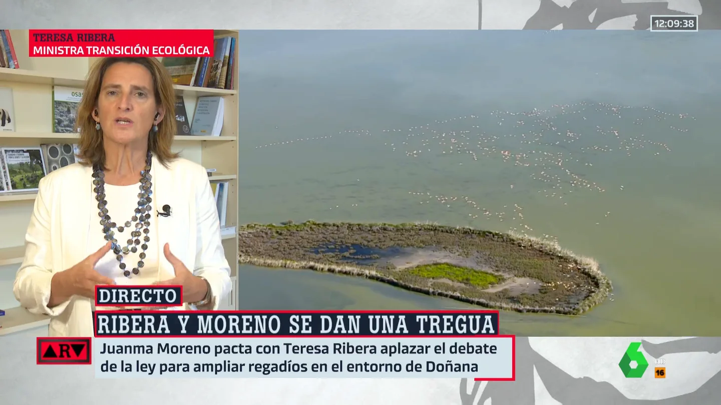 Teresa Ribera acerca el acuerdo con la Junta por Doñana y afirma que hay consenso en que es "un tesoro a preservar" Teresa Ribera acerca el acuerdo con la Junta por Doñana y afirma que hay consenso en que es "un tesoro a preservar"