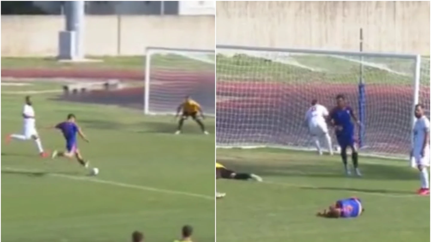 ¡Ver para creer! Marca un golazo y acto seguido se desmaya ¡Ver para creer! Marca un golazo y acto seguido se desmaya