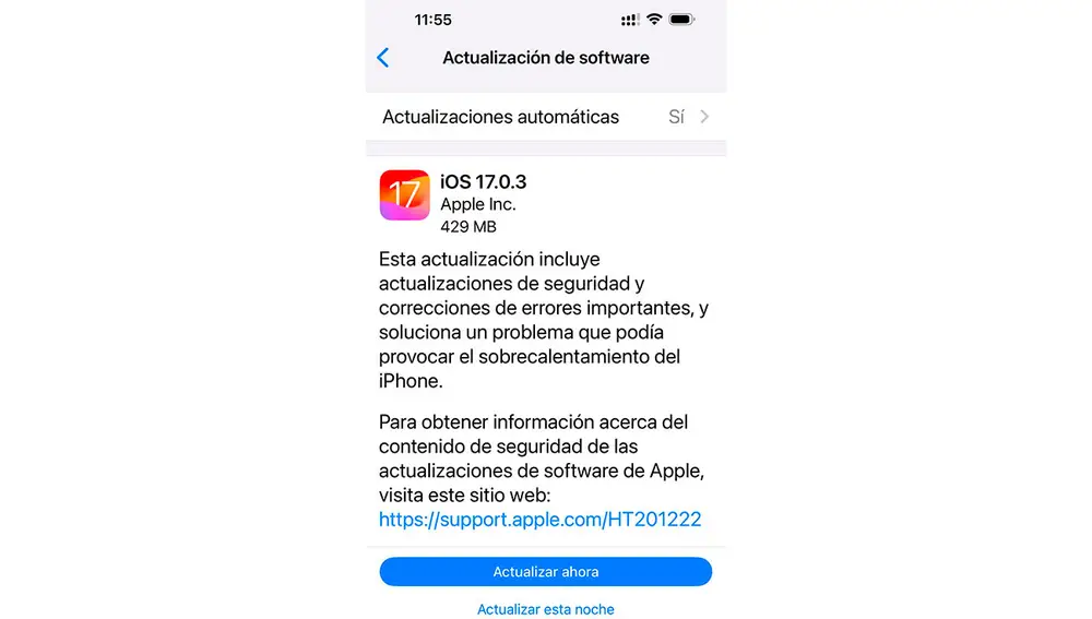actualización de iOS