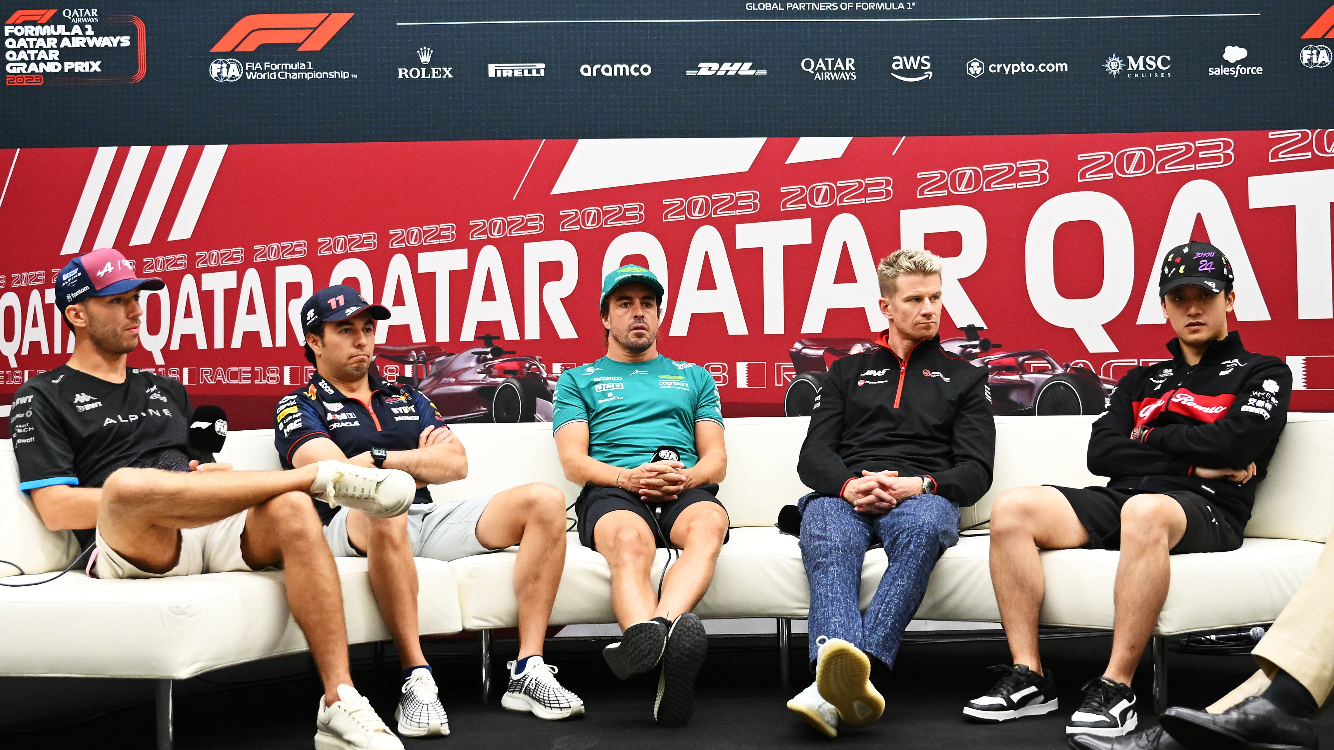 Gasly, Pérez, Alonso, Hulkenberg y Zhou