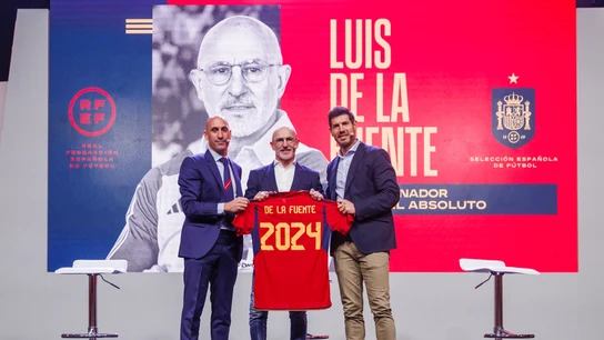 Luis Rubiales, Luis de la Fuente y Albert Luque Luis Rubiales, Luis de la Fuente y Albert Luque