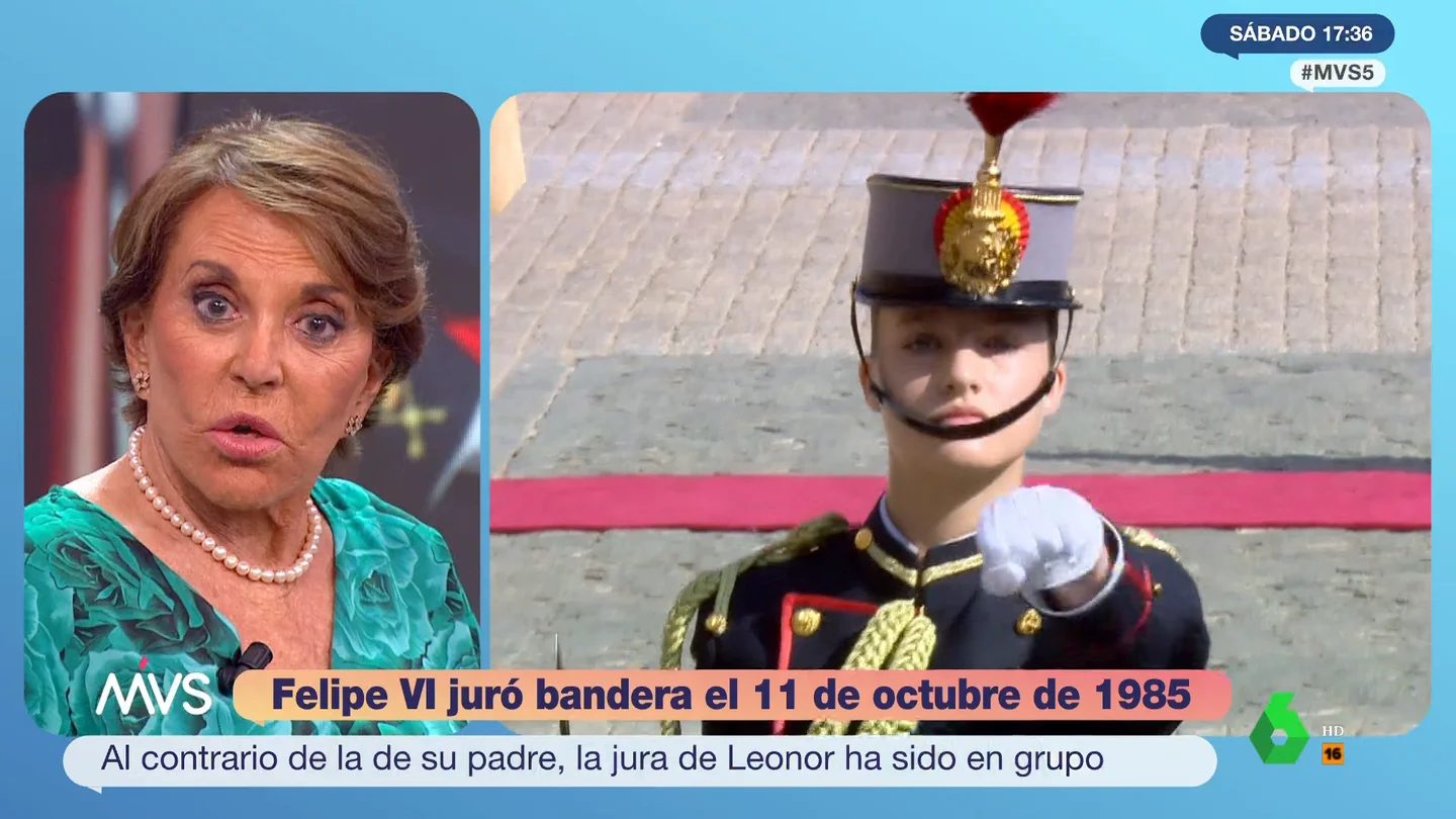 María Eugenia Yagüe, crítica con la jura de bandera de Leonor: "Yo vería mucho más a esta chica haciendo un Erasmus por ahí" María Eugenia Yagüe, crítica con la jura de bandera de Leonor: "Yo vería mucho más a esta chica haciendo un Erasmus por ahí"