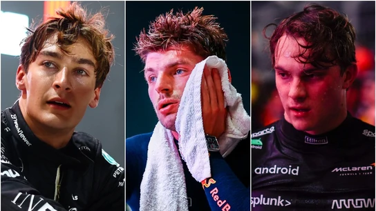 George Russell, Max Verstappen y Oscar Piastri George Russell, Max Verstappen y Oscar Piastri