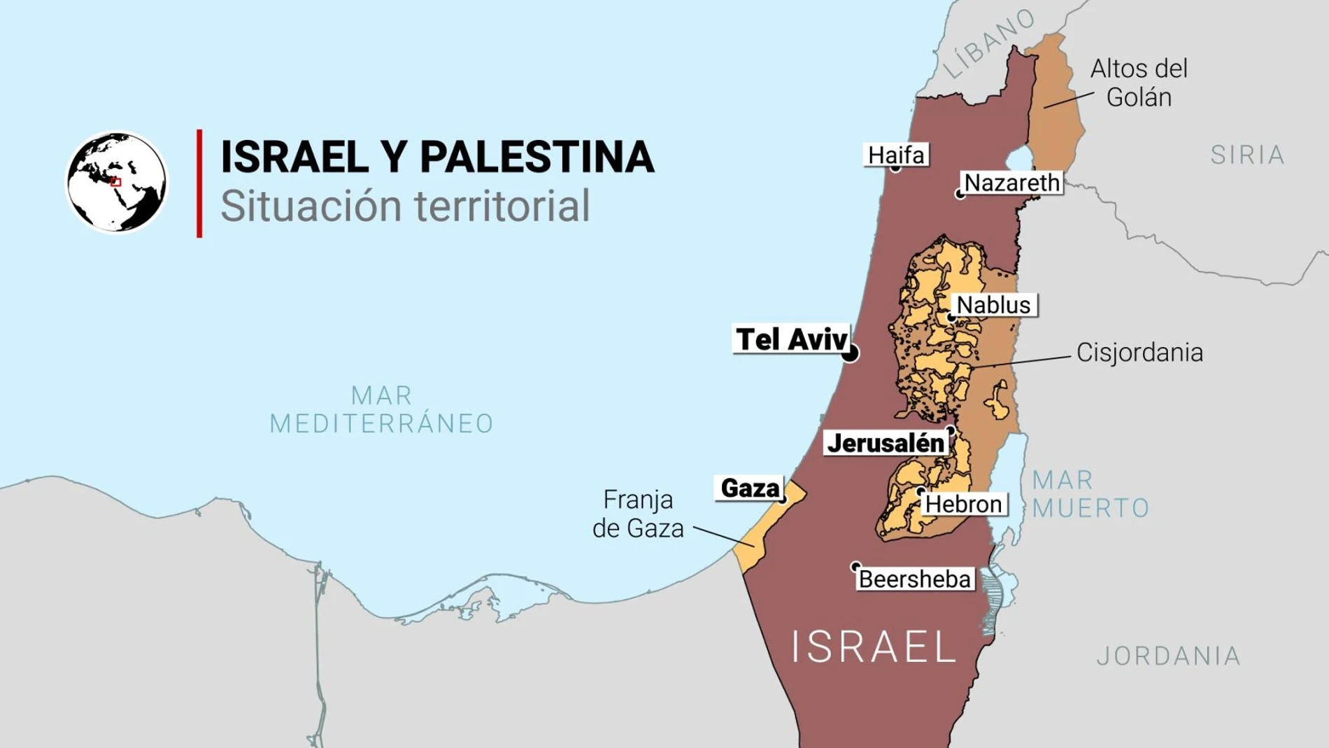 Tres mapas para entender la guerra entre Israel y Hamás 