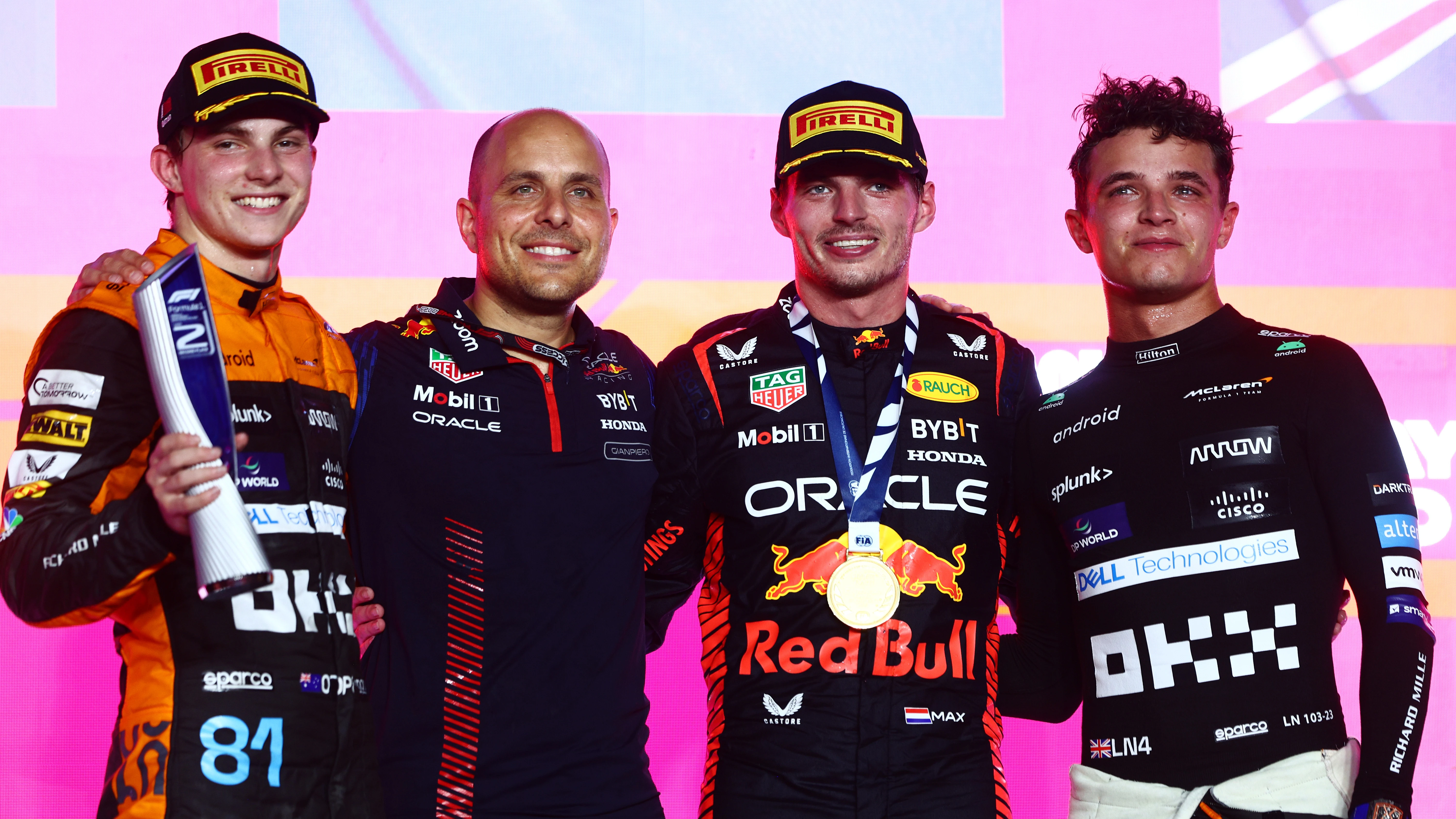 Oscar Piastri, Max Verstappen y Lando Norris