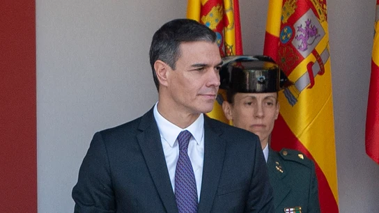 El presidente del Gobierno en funciones, Pedro Sánchez, durante el desfile del 12 de octubre en Madrid El presidente del Gobierno en funciones, Pedro Sánchez, durante el desfile del 12 de octubre en Madrid