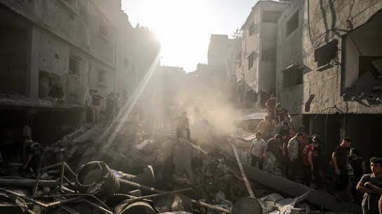 Una casa destruida el en campo de refugiados de Shati, en Gaza, tras un bombardeo israelí. Una casa destruida el en campo de refugiados de Shati, en Gaza, tras un bombardeo israelí.