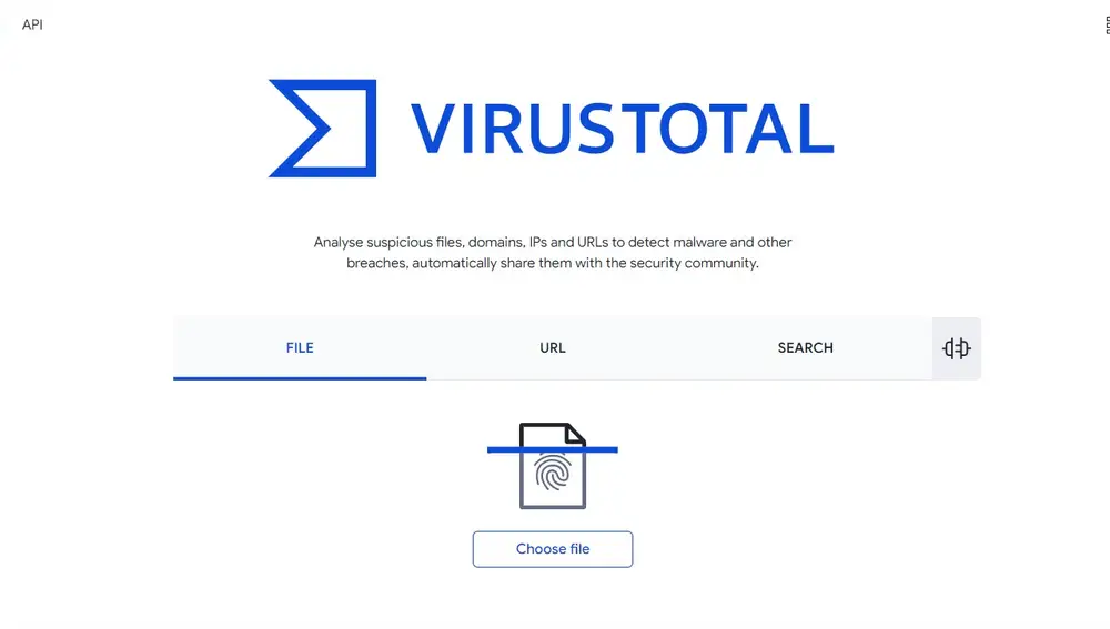 Interfaz de VirusTotal