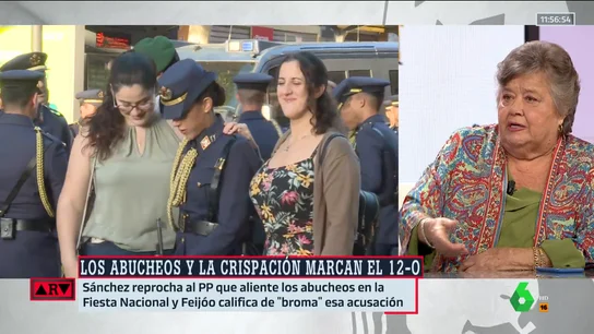 Cristina Almeida, tras los gritos e insultos a Sánchez el 12-O: "Da la impresión de un país que no sabe lo que es la libertad de expresión" Cristina Almeida, tras los gritos e insultos a Sánchez el 12-O: "Da la impresión de un país que no sabe lo que es la libertad de expresión"
