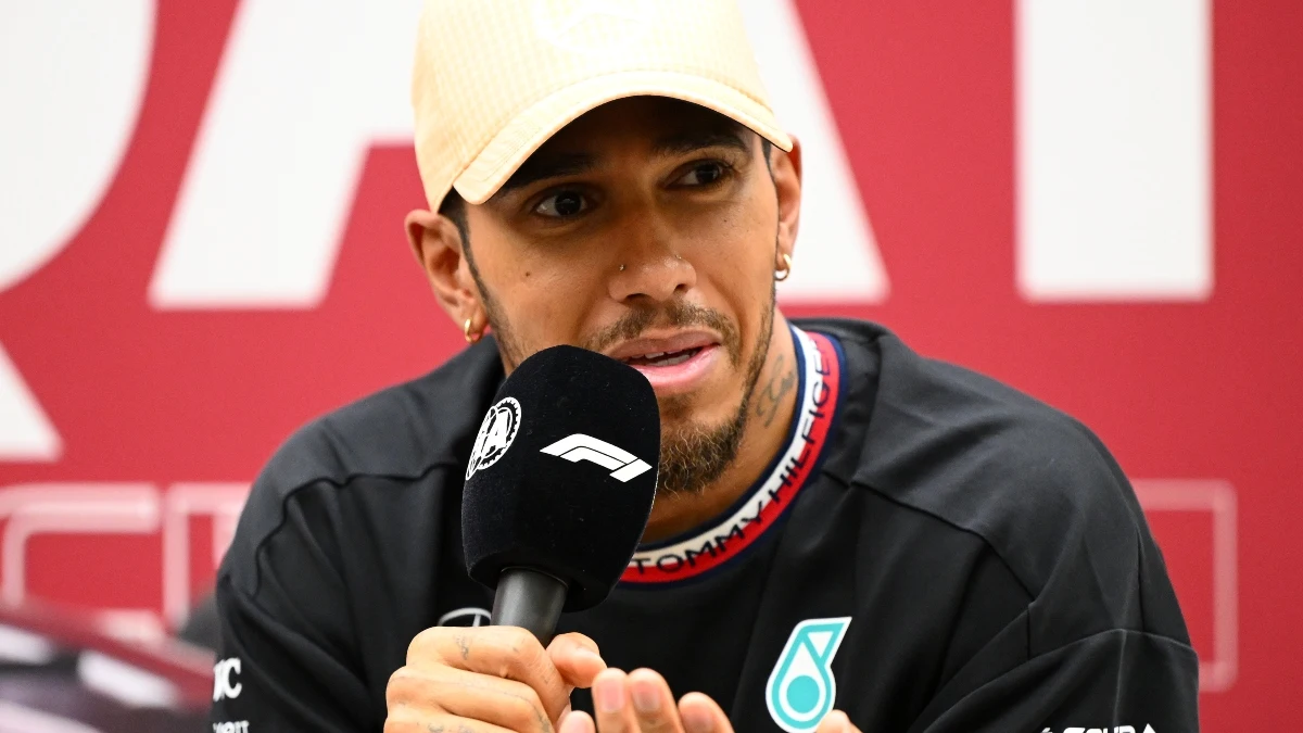 Lewis Hamilton, ante la prensa